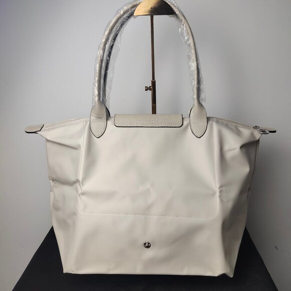 NWT Longchamp Le Pliage Original Large Shoulder Nylon Bag Tote IN OFF WHITE - Picture 2 of 9